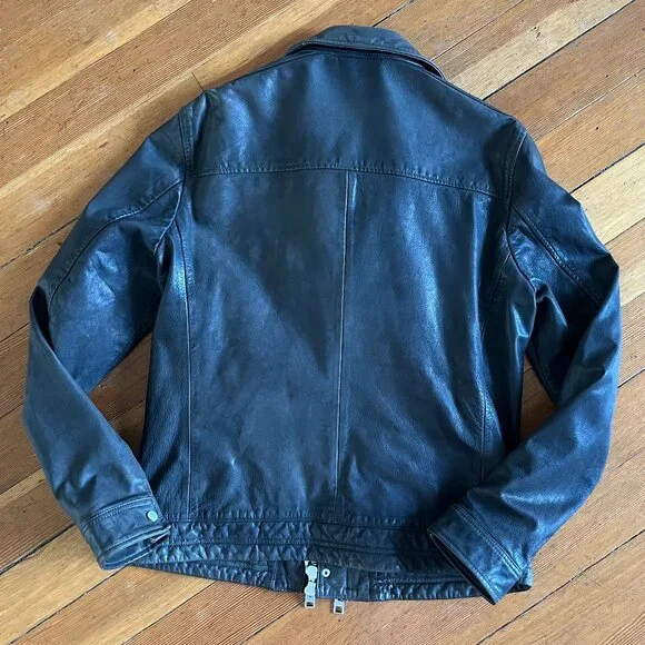All Saints Varley Leather Jacket - Men's Size L - Dark Brown - Picture 5 of 14